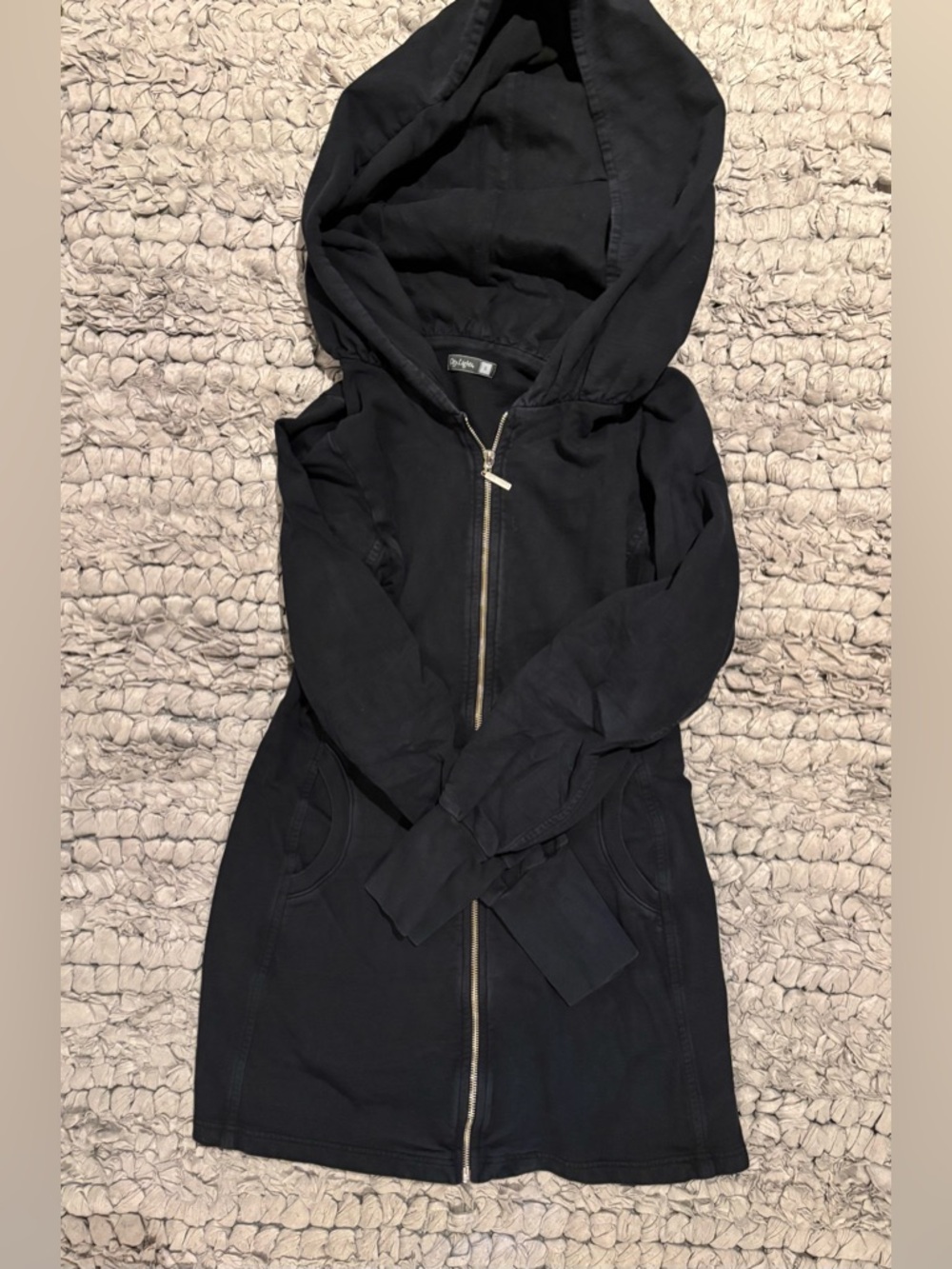 City Lights 100% cotton Black Oversized Hood ZipFront Women's Sweatshirt Jacket